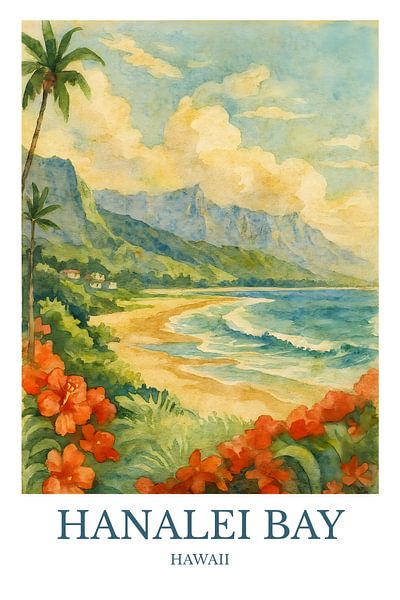 Atemberaubender Kunstdruck der Hanalei Bay von Robert Swaine