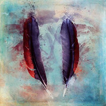 Feather duo in watercolor style by Western Exposure
