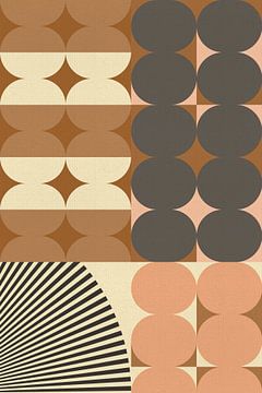 Retro jaren 70 kunst in terracotta, roze, taupe, wit IV van Dina Dankers