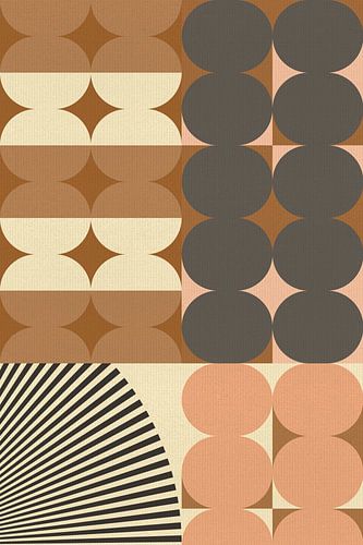 Retro jaren 70 kunst in terracotta, roze, taupe, wit IV