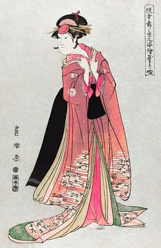 Japanse kunst ukiyo-e. Japanse vrouw door Utagawa Toyokuni.  Vintage woodblock print. van Dina Dankers