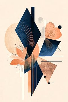 Géométrie abstraite en bleu et or sur Poster Art Shop