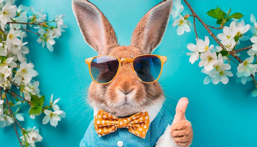 Bunny with glasses and flower by Mustafa Kurnaz