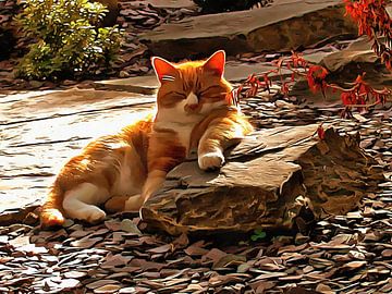 Ginger Cat Sunbathing Bliss