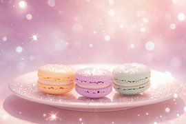 Bunte Macarons auf einem eleganten Teller von Poster Art Shop