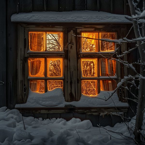 winterhut bos schemering licht raam gezelligheid rust van gm_designs