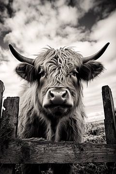 Portrait d'un bovin Highland écossais à la ferme
