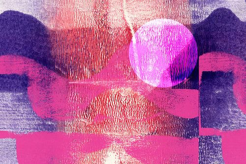 Abstract landschap in paars, roze en rood