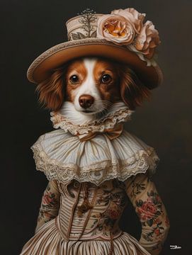 chien en robe victorienne
