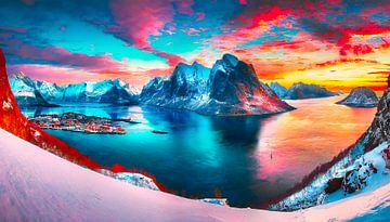 Noorwegen met zonsondergang van Mustafa Kurnaz