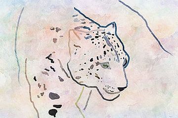 Snow Leopard Digitale Schets van Dorothy Berry-Lound