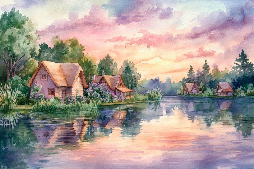 Paysage idyllique au bord du lac par Poster Art Shop