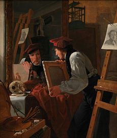 A Young Artist (Ditlev Blunck) Examining a Sketch in a Mirror, Wilhelm Bendz