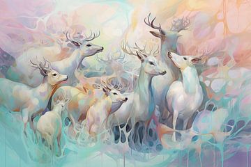 Antilopes Dessin | Art abstrait sur Blikvanger Schilderijen