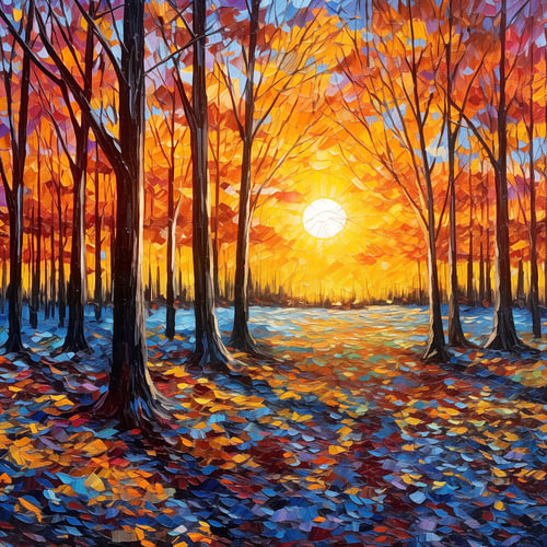 Zonsondergang in een herfstlandschap