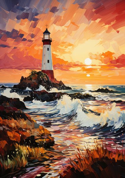 Lighthouse Poster Maritime Sea Art Print by Niklas Maximilian