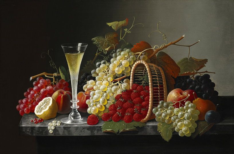 Stillleben mit Obst und Champagner, Severin Roesen von Meisterhafte Meister