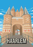 Haarlem: Kleurrijke poster van de Amsterdamse Poort