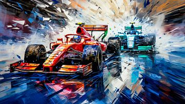 Icy competition: red against blue by Klaus Tesching - Art-AI