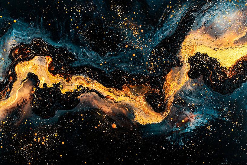 Golden abstract cosmic artwork by Imperial Art House