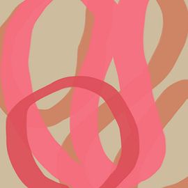 Bunte und verspielte moderne abstrakte Linien in Neon-Pink, Rot, Terrakotta von Dina Dankers