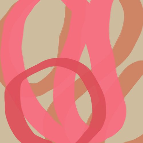 Kleurrijke en speelse moderne abstracte lijnen in neonroze, rood, terracotta