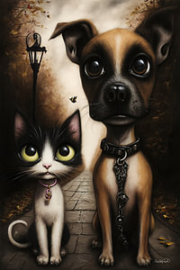 Hund - Katze - Cartoon