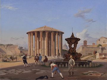 Constantin Hansen, De zogenaamde Tempel van Vesta met zijn omgeving in Rome, 1837 van Atelier Liesjes