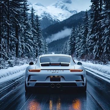 Porsche 911 GT3 in Winterlandschap van Bianca Bakkenist