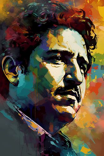 Pablo Escobar  Abstracte Kleurexplosie in Manportret