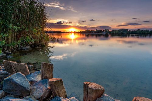 Zonsondergang aan de Allersee in Wolfsburg
