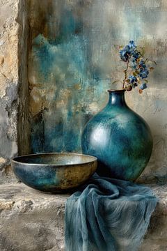 Modernes dunkles Stilleben mit Keramik - Luxuriöse Wanddekoration von Joriali Fine Art