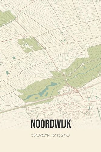 Vintage landkaart van Noordwijk (Groningen)