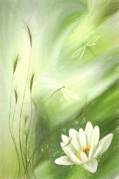 Flowers pastel green collage by Dagmar Marina
