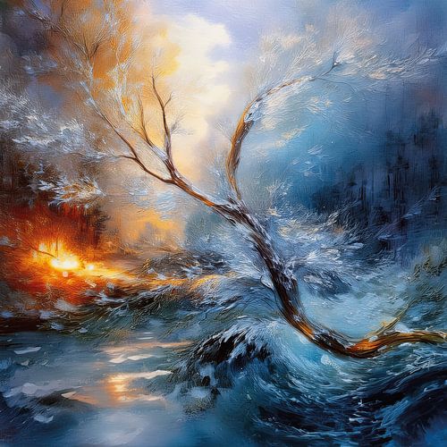 Beautiful winter scene in warm colours.