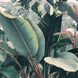 Tropische Pflanzen Üppige Illustration mit weichen Farben von Eva Lee