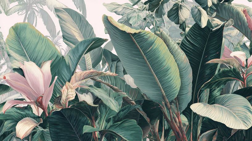 Tropical Plants Lush Illustration with Soft Colours by Eva Lee