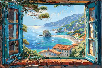 look out the window overlooking a beautiful landscape by Egon Zitter