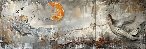 Een engel in drieluik gemaakt van textuur kunst