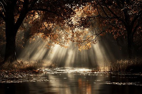 Paysage automnal enchanteur avec un ruisseau glougloutant