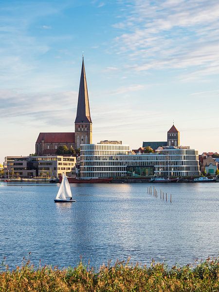 View of the Hanseatic City of Rostock with Petrikirche, Nikolaikirche and Silohalbinsel by Rico Ködder
