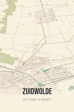 Vintage map of Zuidwolde (Groningen). by Rezona