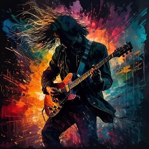 Abstract Gitaar Muziek Silhouet - Schilderachtig Kunststuk