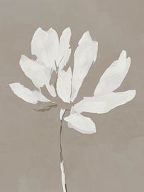 Witte bloem op beige van Color Square