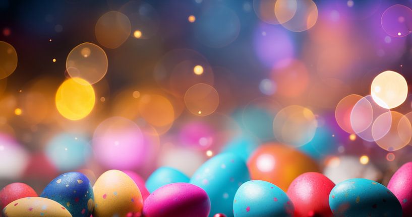 Bunter Bokeh-Hintergrund mit Osterneier für Ostern von Animaflora PicsStock
