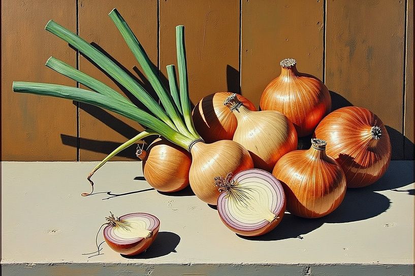 Still life with onions by Wandbilder-Shop