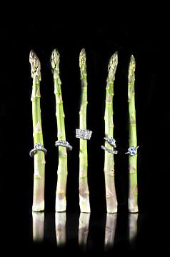 When food meets jewelry...  Asparagus with diamond rings