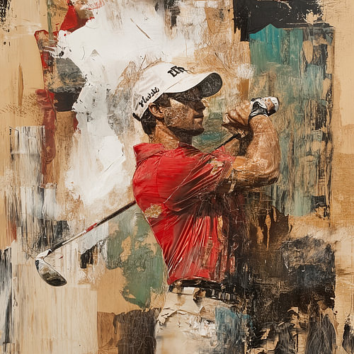 Golf schilderij | Golf spelen in abstracte stijl