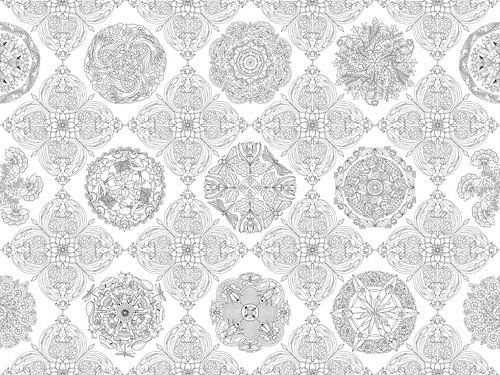 Mandalas nature bleu Delft - noir et blanc