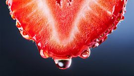 Detaillierte Nahaufnahme einer frischen Erdbeere